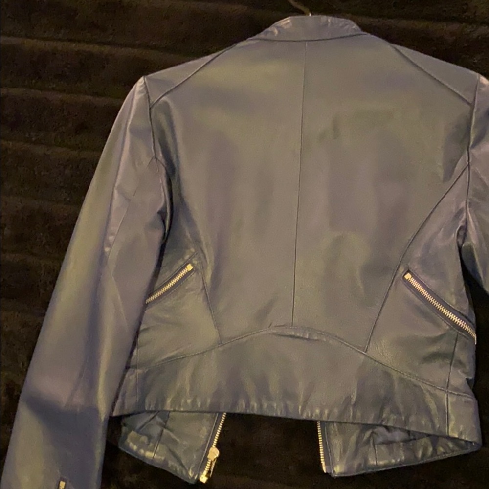 Blue leather jacket - Picture 5 of 7